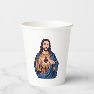 Sacred Heart Vintage Engraving Religious Vector De Paper Cups