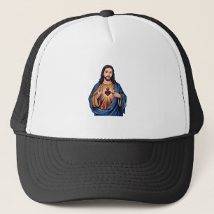 Sacred Heart Vintage Engraving Religious Vector De Trucker Hat
