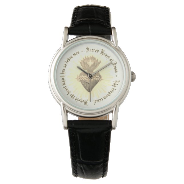 Sacred Heart Watch Leather Band (Front)