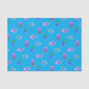 Sacred Hearts Catholic Folk Blue Red Tissue Paper