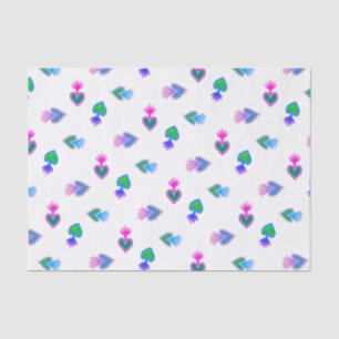 Sacred Hearts Catholic Folk Blue Red Tissue Paper