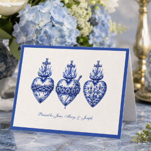 Sacred Hearts of Jesus Mary and Joseph, Catholic Thank You Card