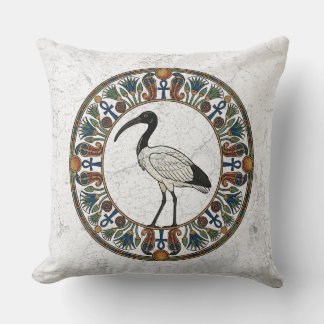 Sacred Ibis of Thoth: God of Wisdom Ancient Egypt Cushion