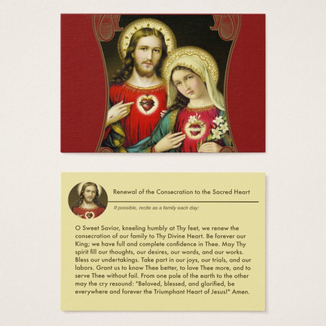 Sacred Immaculate Hearts Jesus Mary Prayer (Front & Back)