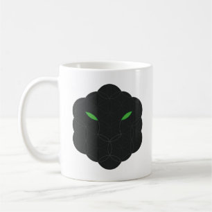 Sacred Jaguar- Face of  Life, Black. Coffee Mug