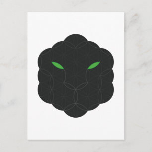 Sacred Jaguar- Face of Life, Black. Postcard