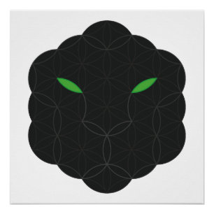Sacred Jaguar- Face of  Life, Black. Poster