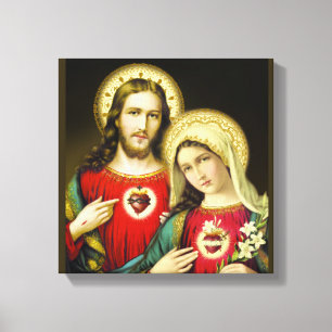 Sacred Jesus Immaculate Heart Mary Canvas Print