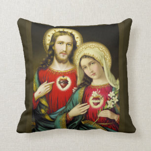 Sacred Jesus Immaculate Heart Mary Cushion