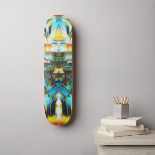 Sacred Light Wave Mask light blue yellow orange Skateboard