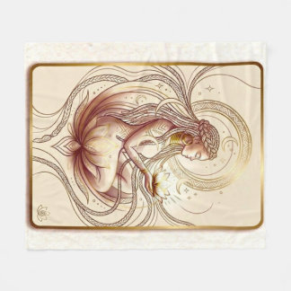 Sacred Lotus Goddess Spiritual  Fleece Blanket