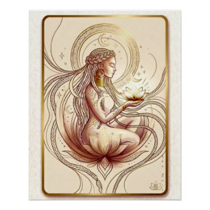 Sacred Lotus Goddess Spiritual Poster