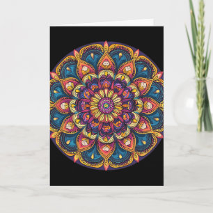 Sacred Lotus Mandala Boho Yoga Meditation Card