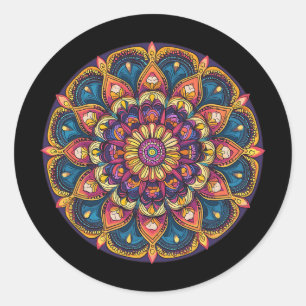 Sacred Lotus Mandala Boho Yoga Meditation Classic Round Sticker