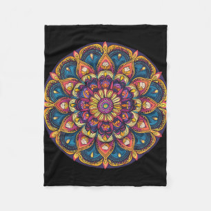 Sacred Lotus Mandala Boho Yoga Meditation Fleece Blanket