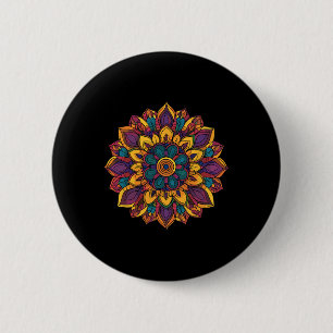 Sacred Lotus Mandala Boho Yoga Meditation Harmony 6 Cm Round Badge