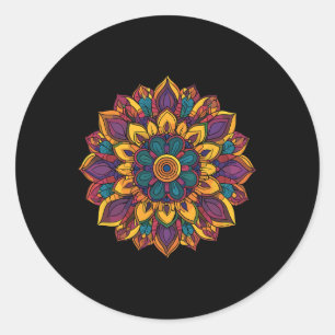 Sacred Lotus Mandala Boho Yoga Meditation Harmony Classic Round Sticker