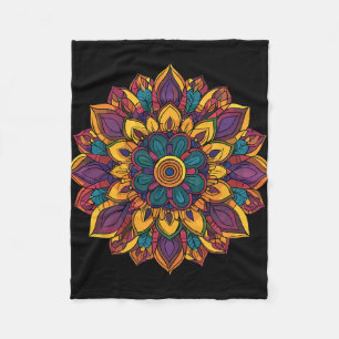 Sacred Lotus Mandala Boho Yoga Meditation Harmony Fleece Blanket
