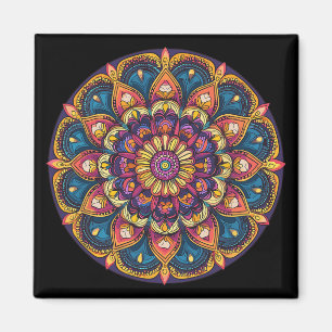 Sacred Lotus Mandala Boho Yoga Meditation Magnet