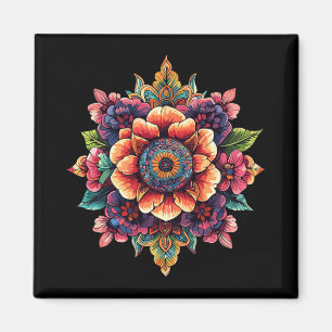 Sacred Lotus Mandala Floral Bloom Meditation  Magnet