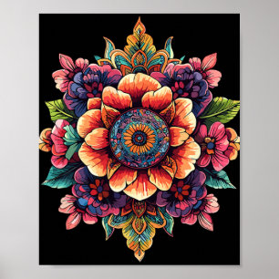 Sacred Lotus Mandala Floral Bloom Meditation Poster
