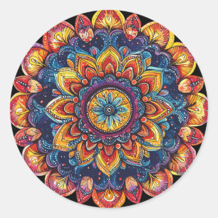 Sacred Lotus Mandala Hippie Festival Style Classic Round Sticker