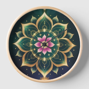 Sacred Lotus Moon Mandala – Celestial Aura Clock