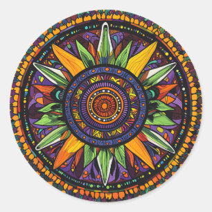 Sacred Mandala Sunburst Meditation Classic Round Sticker