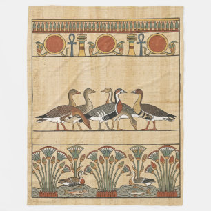 Sacred Meidum Geese & Nile Lotus Ancient Egyptian Fleece Blanket