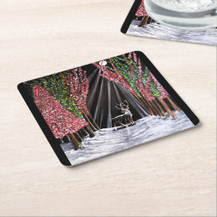 Sacred Messenger of Nara Painting by Alfred Fox Square Paper Coaster
