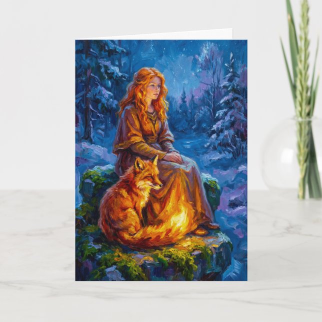 Sacred Nature: Celtic Goddess Brigid Art on Canvas Card (Front)