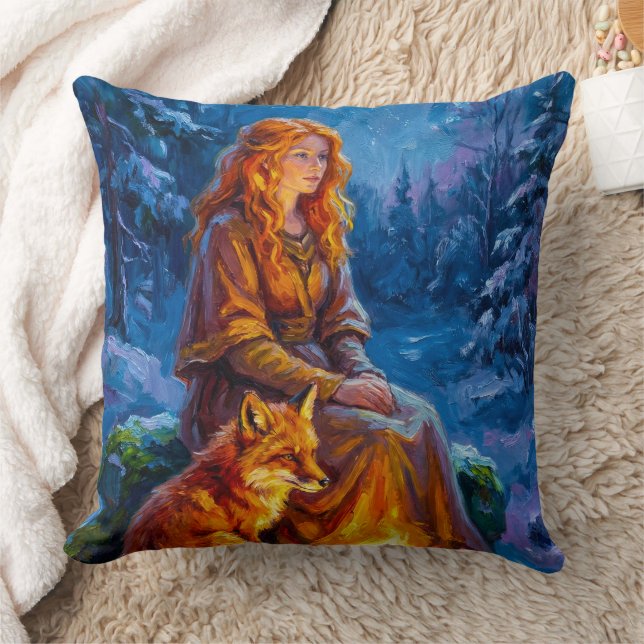 Sacred Nature: Celtic Goddess Brigid Art on Canvas Cushion (Blanket)