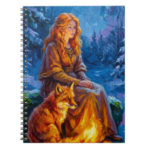 Sacred Nature: Celtic Goddess Brigid Art on Canvas Notebook