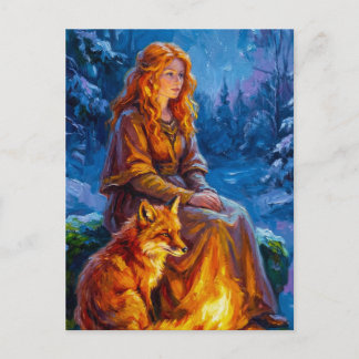 Sacred Nature: Celtic Goddess Brigid Art on Canvas Postcard
