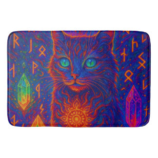 Sacred Neon Cat Bath Mat