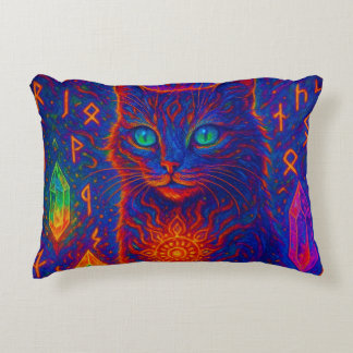 Sacred Neon Cat Decorative Cushion