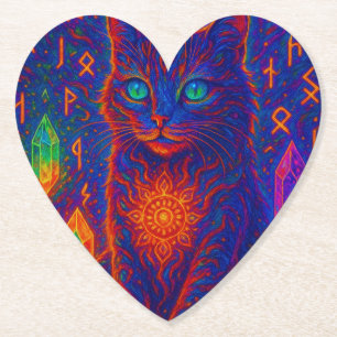 Sacred Neon Cat Paper Coaster