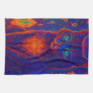 Sacred Neon Cat Tea Towel