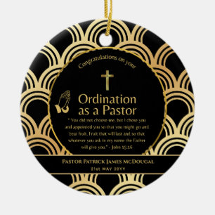 Sacred Newly Ordained Pastor Bible Verse Custom Ceramic Ornament