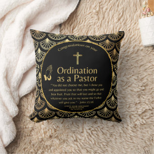 Sacred Newly Ordained Pastor Bible Verse Custom Cushion