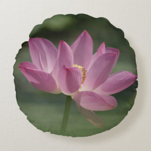 Sacred Pink Lotus Blossom - Serene Zen Art for Med Round Cushion