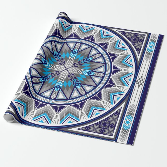 Sacred Places (Blue) Wrapping Paper (Unrolled)