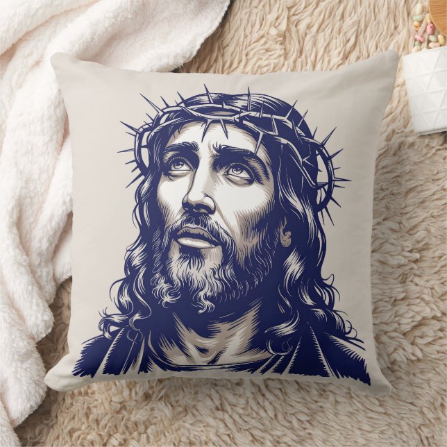 Sacred Portrait of Jesus – Vintage Art Pillow (Blanket)