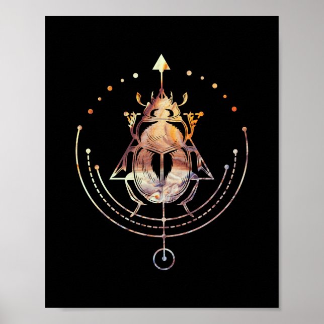 Sacred Scarab Egyptian Occult Geometry Poster (Front)