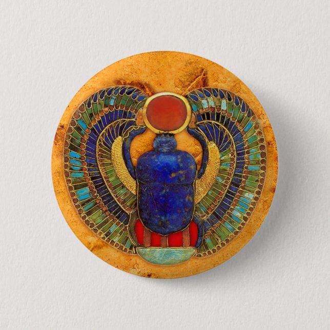 Sacred Scarab of Ancient Egypt 6 Cm Round Badge (Front)