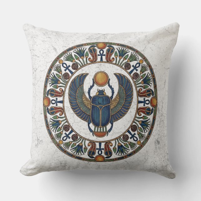 Sacred Scarab of Khepri: Symbol of Rebirth Cushion (Front)