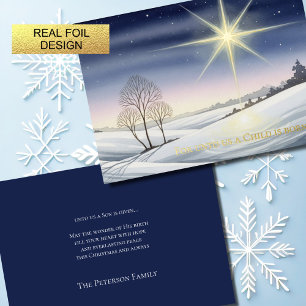 Sacred Snowy Scene of Christmas Foil Holiday Card