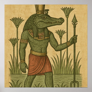 Sacred Sobek Divine Crocodile God Poster
