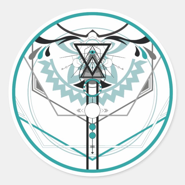 sacred solar glyph classic round sticker (Front)