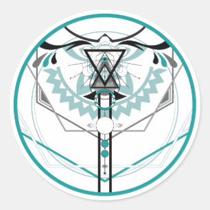 sacred solar glyph classic round sticker